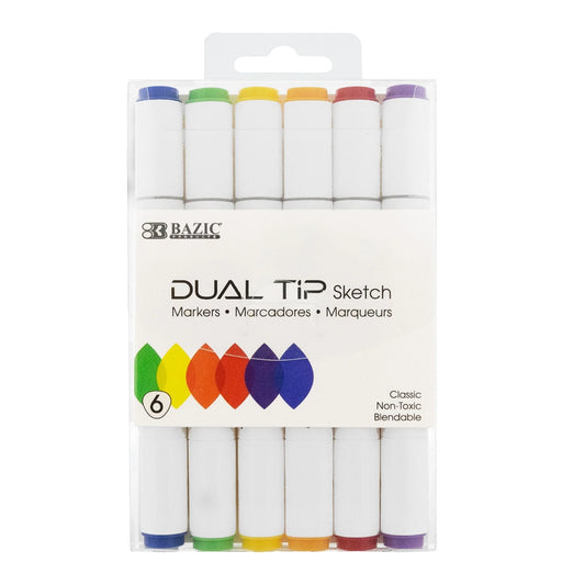Dual Tip Sketch Markers | 6 Primary Colors