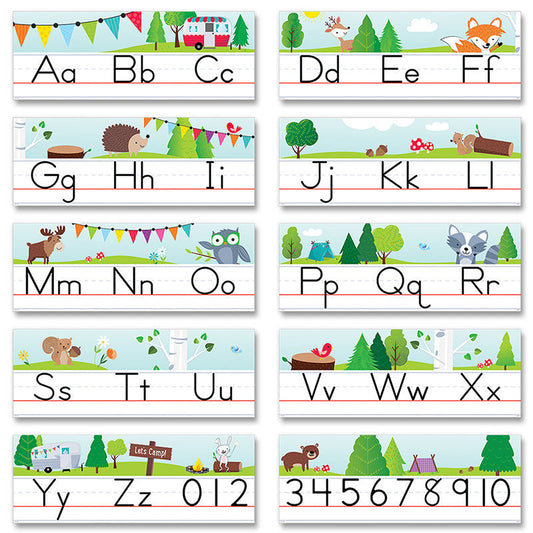 WOODLAND FRIENDS MANUSCRIPT ALPHABET LINE BULLETIN BOARDS SET