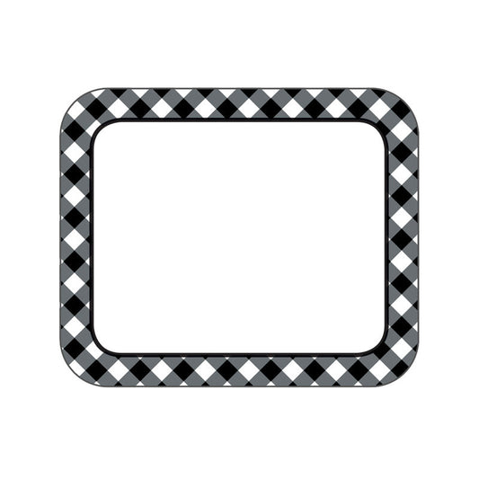 BLACK & WHITE GINGHAM NAME TAG