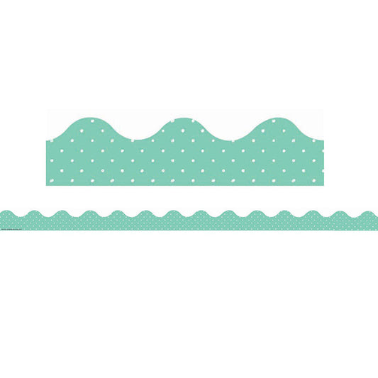 BORDER SCALLOPED SIMPLY SASSY TEAL POLKA DOTS