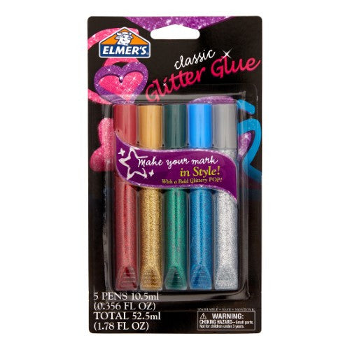 PENS CLASSIC GLITTER GLUE .356OZ PQT.5