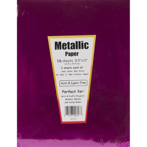 METALLIC FOIL PAPER 8 COLOR 16 SHEETS 8.5" X 11"