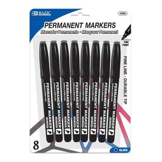FINE PERMANENT MARKERS BLACK 8/PK