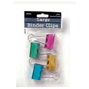 BINDER CLIPS LARGE 1-1/4" ASSORTED COLORS PQ.4