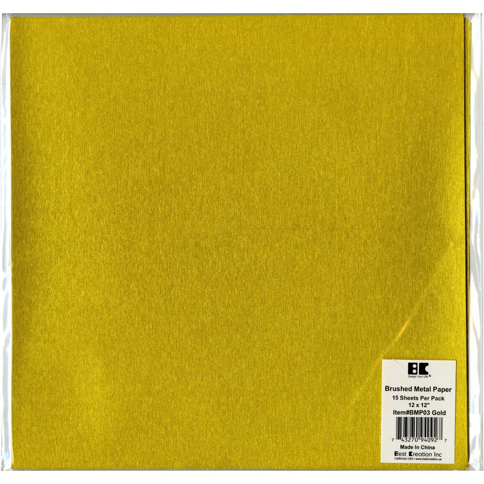 BRUSHED METAL PAPER - GOLD 12X12