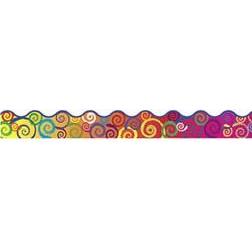 RAINBOW SWIRLS BORDER SCALLOPED