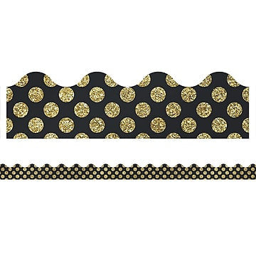 BORDER SCALLOPED GOLD GLITTER DOTS