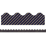BORDER SCALLOPED GOLD GLITTER AND NAVY STRIPE