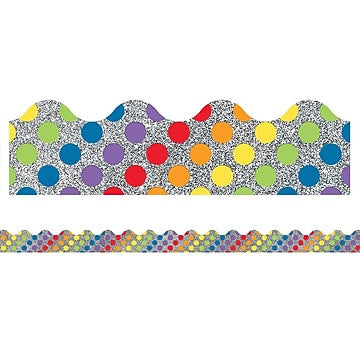 BORDER SCALLOPED RAINBOW DOTS ON GLITTER