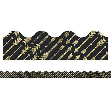 BORDER SCALLOPED GOLD GLITTER ARROWS