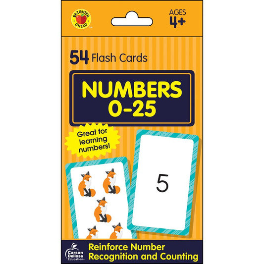 NUMBERS 0-25 FLASH CARDS PK-1