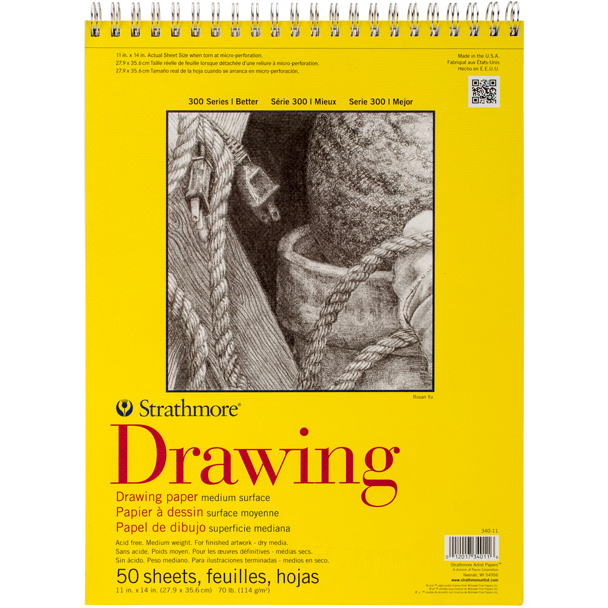 Strathmore Medium Drawing | Spiral Paper Pad | 11"X14" | 50 Sheets