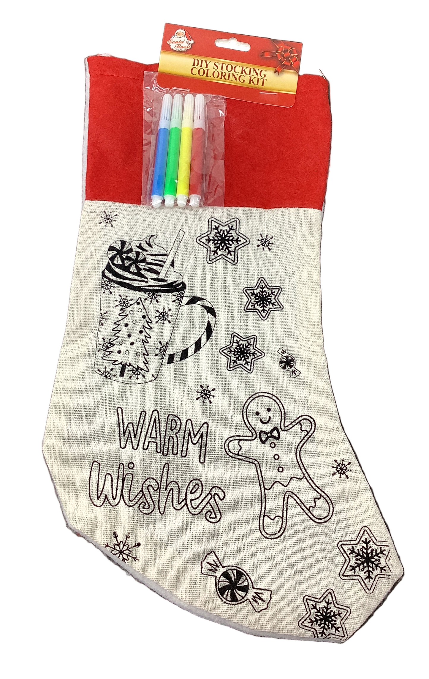 STOCKING DIY W/MARKERS 3ASTD 41x21C