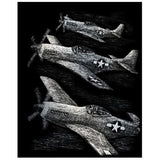 ENGRAVING ART SILVER FOIL FIGHTER PLANES 3 PC