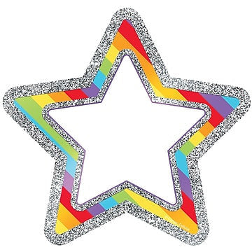 RAINBOW GLITTER STARS CUT-OUTS