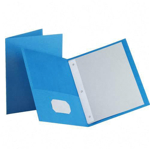 TWIN POCKET FOLDER W/TANG FAST. LT. BLUE BOX/25