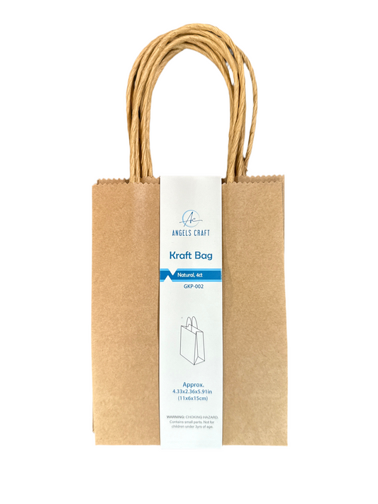 KRAFT BAG-NATURAL 4CT 4.33X2.36X2.91IN