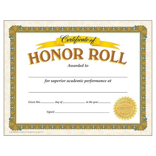 CERTIFICATE HONOR