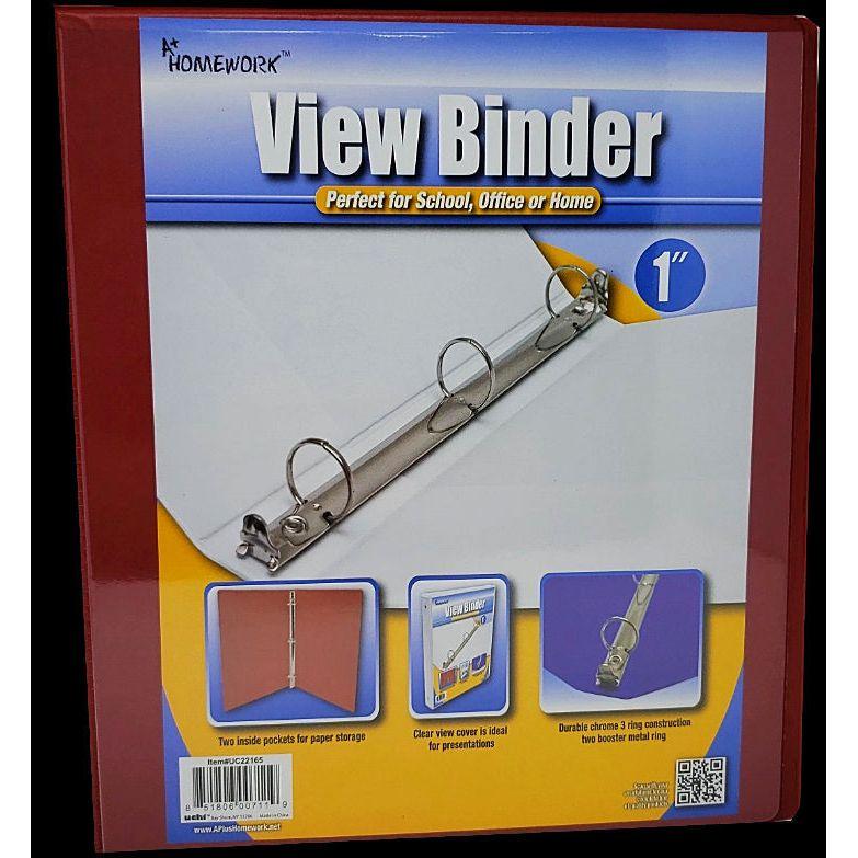 HARD VIEW BINDER 1" BURGUNDY