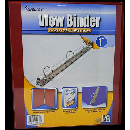 HARD VIEW BINDER 1" BURGUNDY
