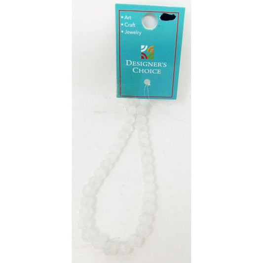 FACETS ROUND BEADS WHITE 6MM 8"