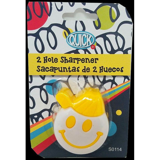 SHARPENER METAL 2 HOLE EMOJI ASST. COLOR