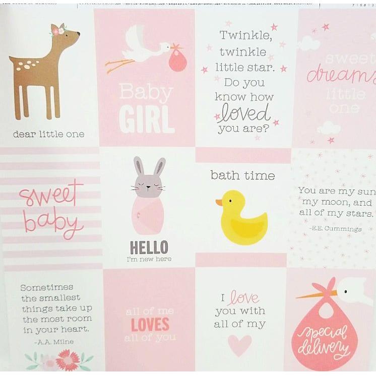 PATTERNED PAPER BABY GIRL QUOTES SINGLE 12X12