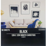 CARDSTOCK SMOOTH BLACK 12X12 30 SHEETS