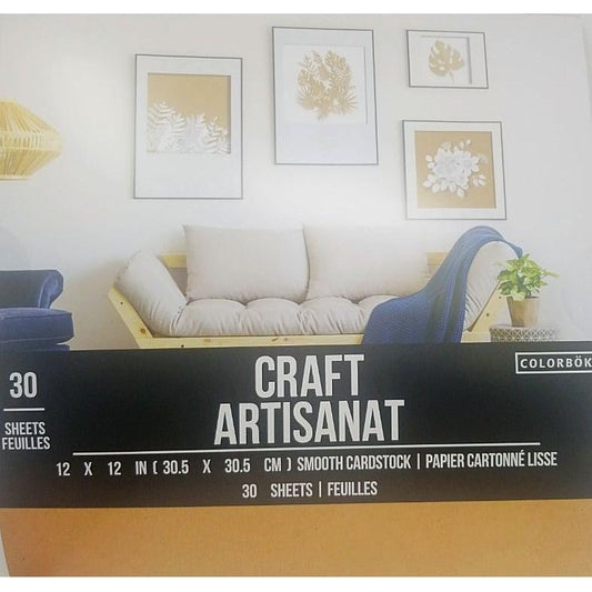 PAPER PAD CARDSTOCK SMOOOTH CRAFT 12X12 30 SHEETS