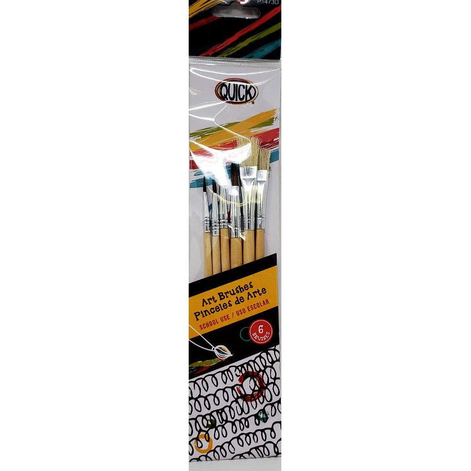 BRUSH WOOD HANDLE ROUND & FLAT PQ. 6