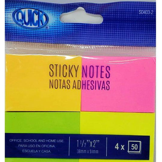 STICKY NOTES 1-1/2" X 2" ASST 50 PC