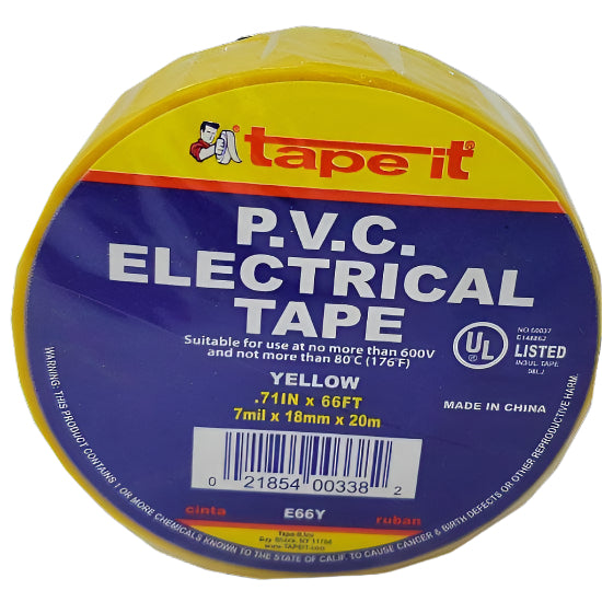 TAPE ELECTRICO ANARANJADO 3/4 X 66 FT.