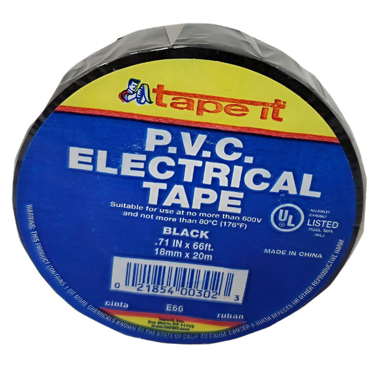 TAPE ELECTRICO NEGRO 3/4 X 66 FT.