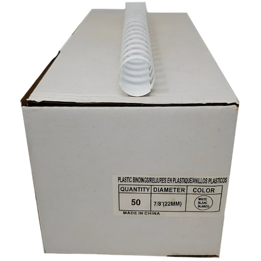 PLASTIC BINDING COMBS 7/8" (22MM) WHITE