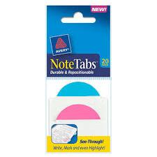 NOTE TABS OVAL PINK/ BLUE 2 X 1-1/2" (PQ.20)