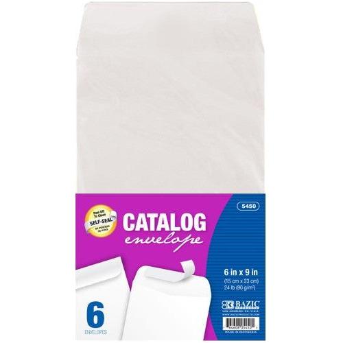 SELF SEAL WHITE CATALOG ENVELOPE 6" X 9" PQT.6