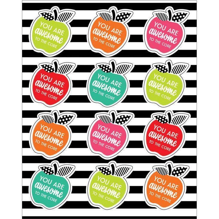 Black White & Stylish Brights Apples Stickers 72pc