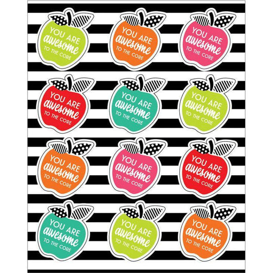 Black White & Stylish Brights Apples Stickers 72pc