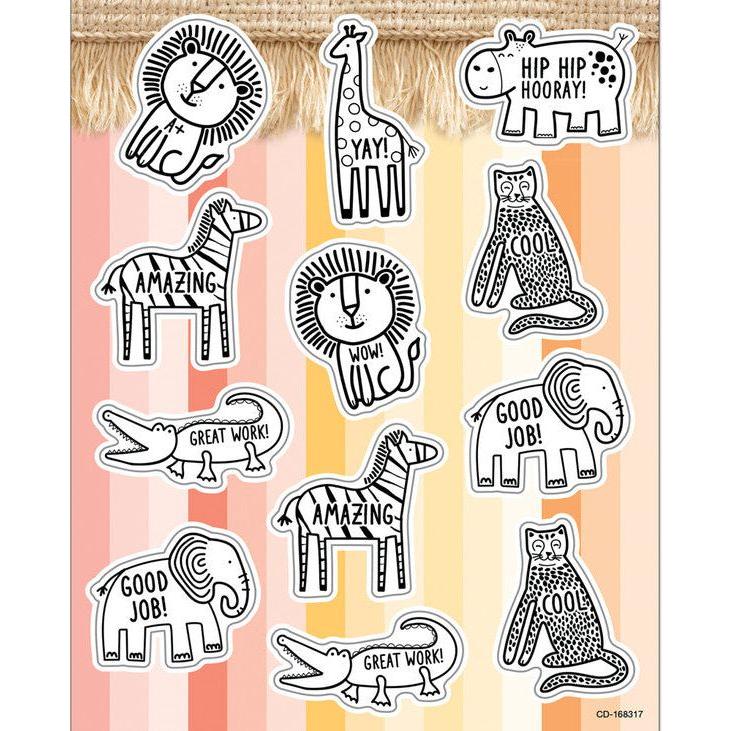 Safari Animals Shape Stickers