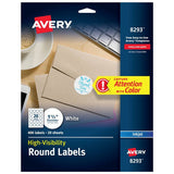 HIGH VISIBILITY ROUND LABEL 1-1/2" WHITE PQ.400