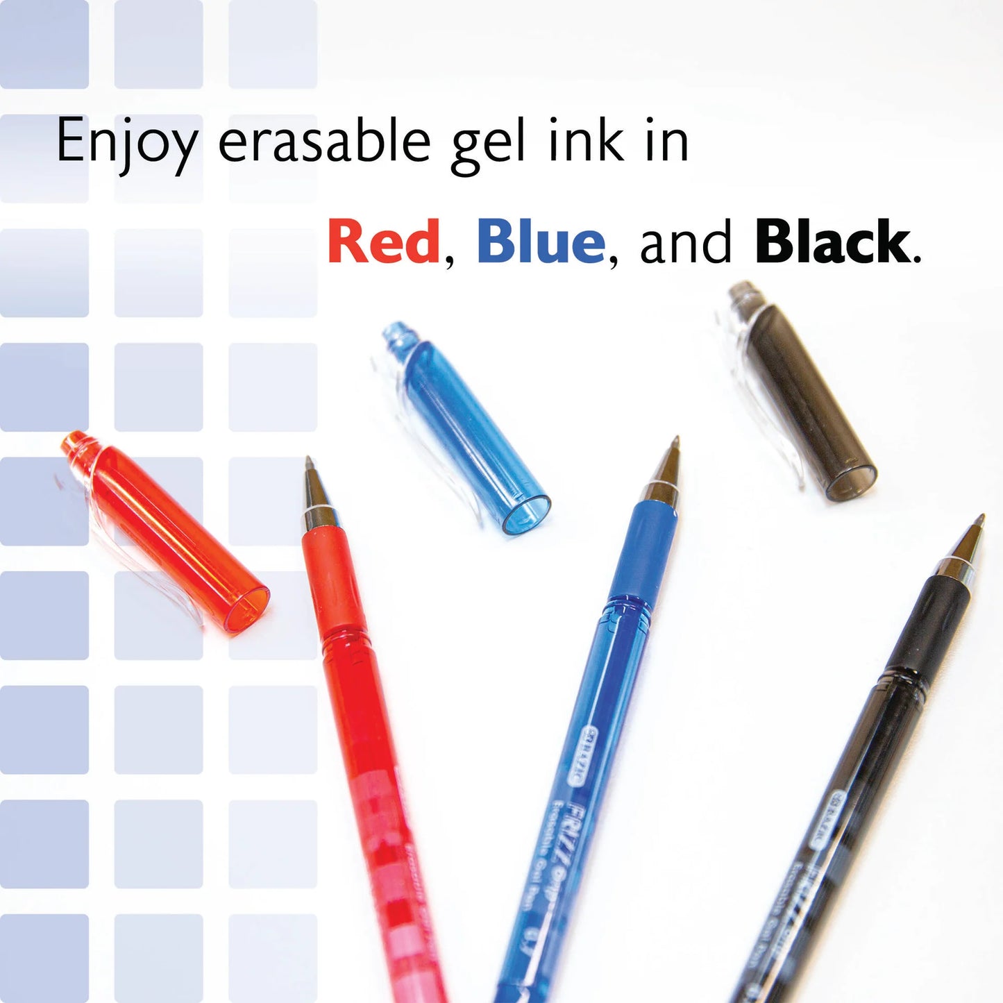 BAZIC Frizz Assorted Color Erasable Gel Pen with Grip (3/Pack)