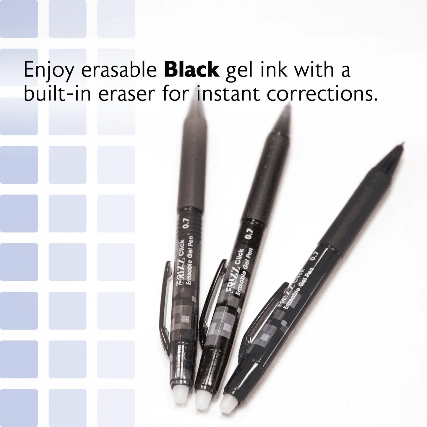 BAZIC Frizz Black Erasable Gel Retractable Pen with Grip