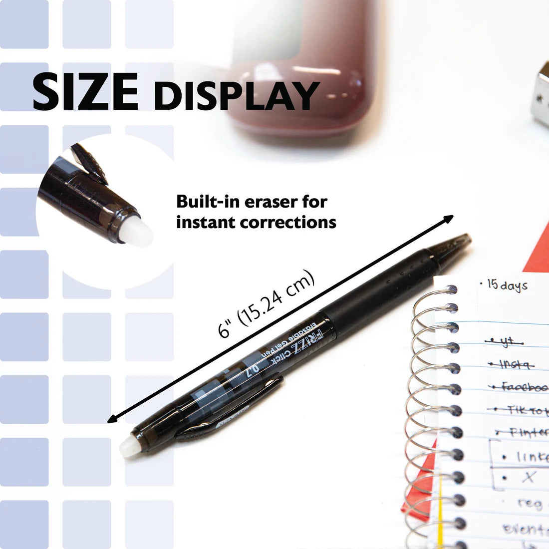BAZIC Frizz Assorted Color Erasable Gel Retractable Pen with Grip (3/Pack)