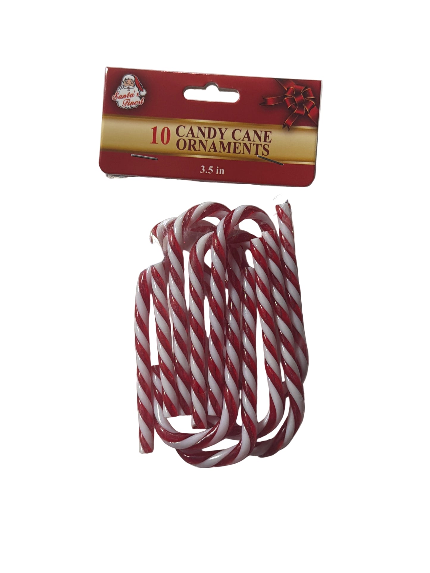 CANDY CANE ORNAMENT 3.5IN 10PCS R/W