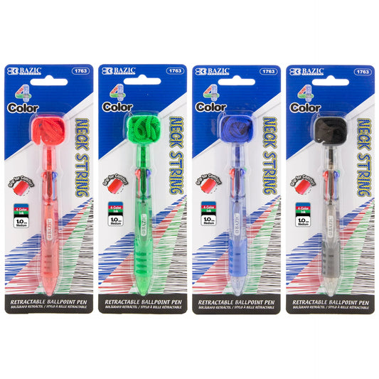 NECK STRING 4 COLORS BALLPOINT RETRACTABLE PQ.2