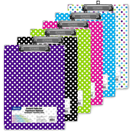 Standard Polka Dot Paperboard Clipboard W/Clip