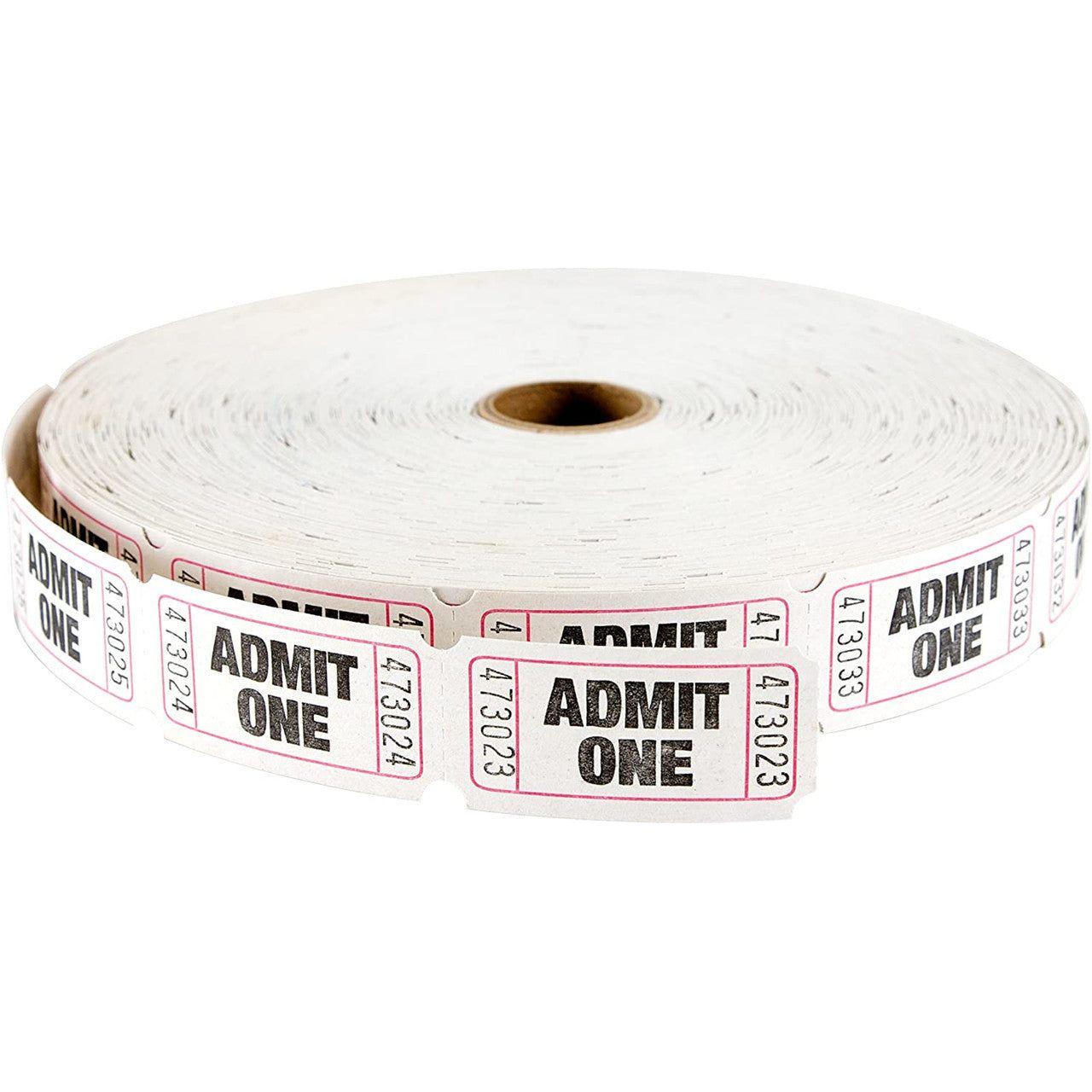 SINGLE TICKETS ROLL 1" X 2" WHITE 2000 PC