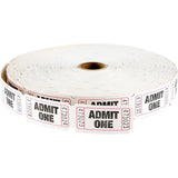 SINGLE TICKETS ROLL 1" X 2" WHITE 2000 PC