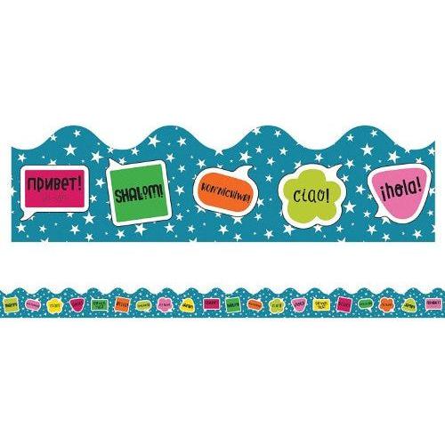 BORDERS SCALLOPED HELLO SCHOOL POP