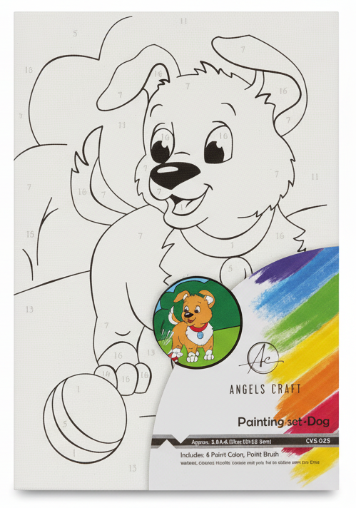 Canvas Painting Set | Dog | 6 Color 1 Brush